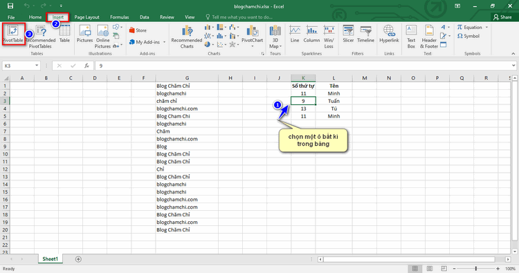 Pivot Table - Hàm lọc dữ liệu trùng nhau trong Excel