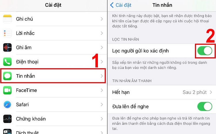 Lọc người gửi không xác định iPhone