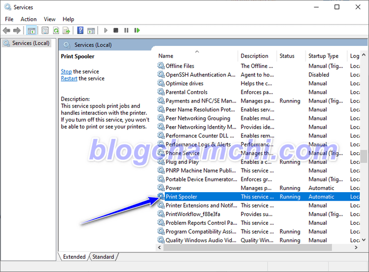 Khởi động Printer Spooler Service để sửa lỗi Windows không kết nối với máy in