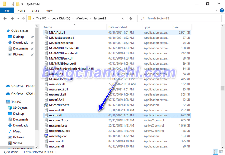 Copy file hệ thống mscms.dll sửa lỗi thiếu file