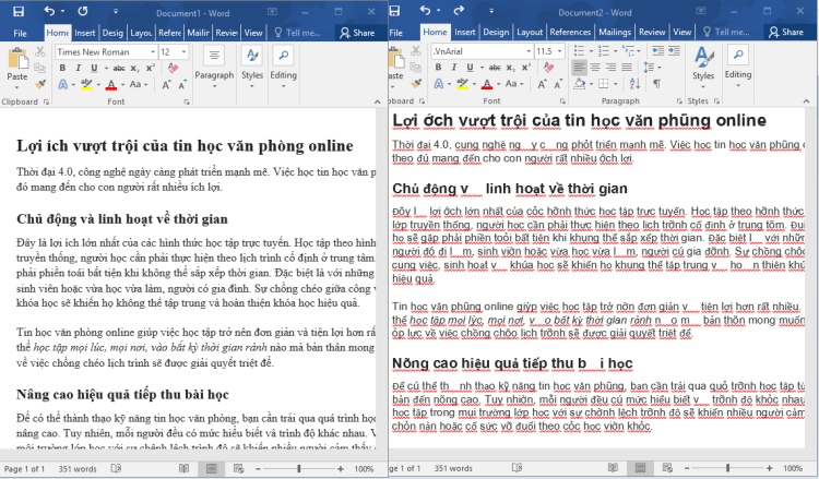 lỗi font chữ word