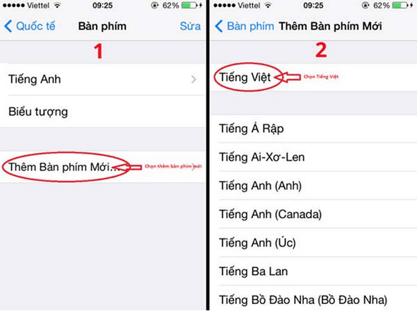 Dùng tính năng hỗ trợ bàn phím tiếng Việt trong Cài đặt