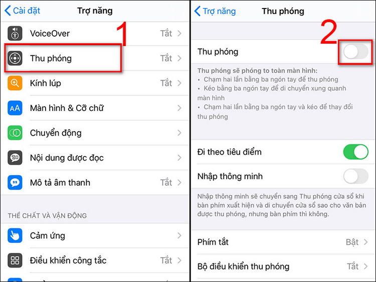 Cài đặt lại tính năng "thu phóng" để sửa lỗi iPhone bị phóng to màn hình