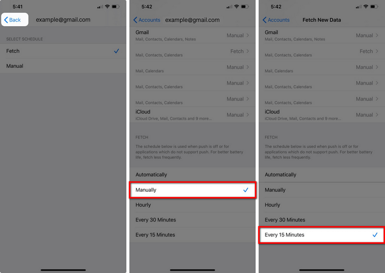 Sửa lỗi không nhận được thông báo gmail trên iPhone bằng Fetch New Data