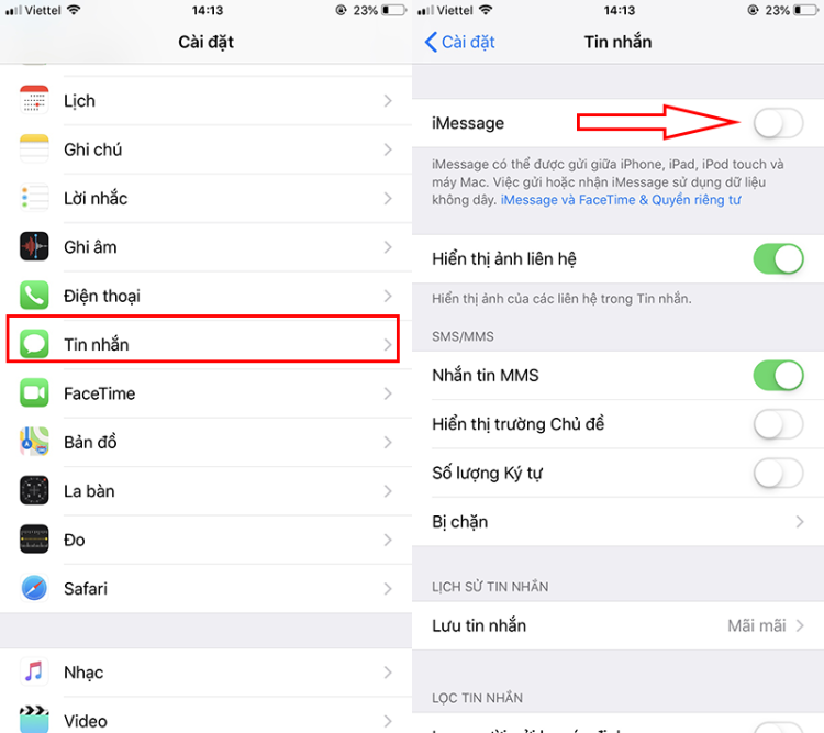 lỗi kích hoạt imessage không thành công