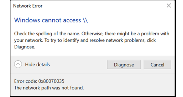 Lỗi Network Error Windows Cannot Access là gì