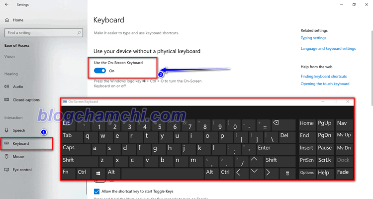 Bật bàn phím ảo trên máy tính windows 10