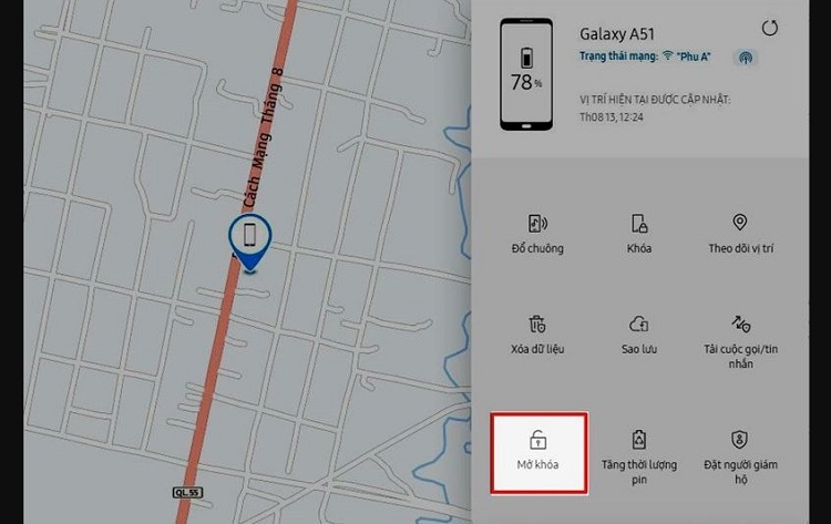Mở khóa điện thoại Samsung từ xa 1