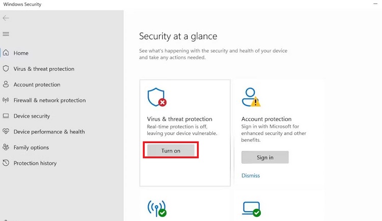 Bật Windows Security trên Win 11 theo cách thủ công