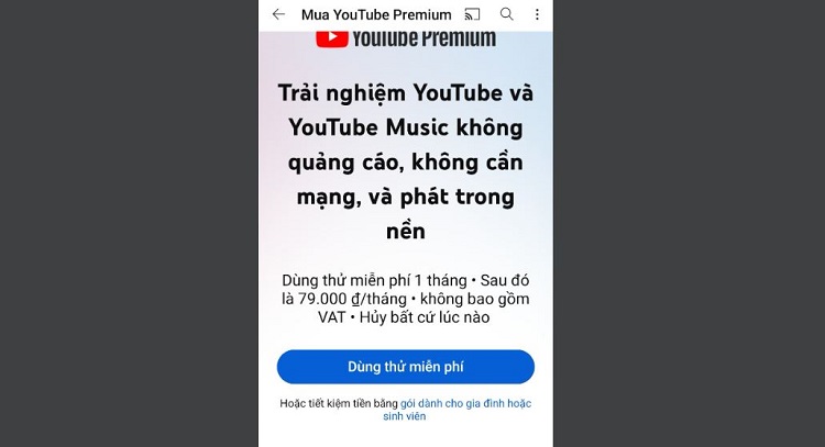 Cách đăng ký YouTube Premium 2