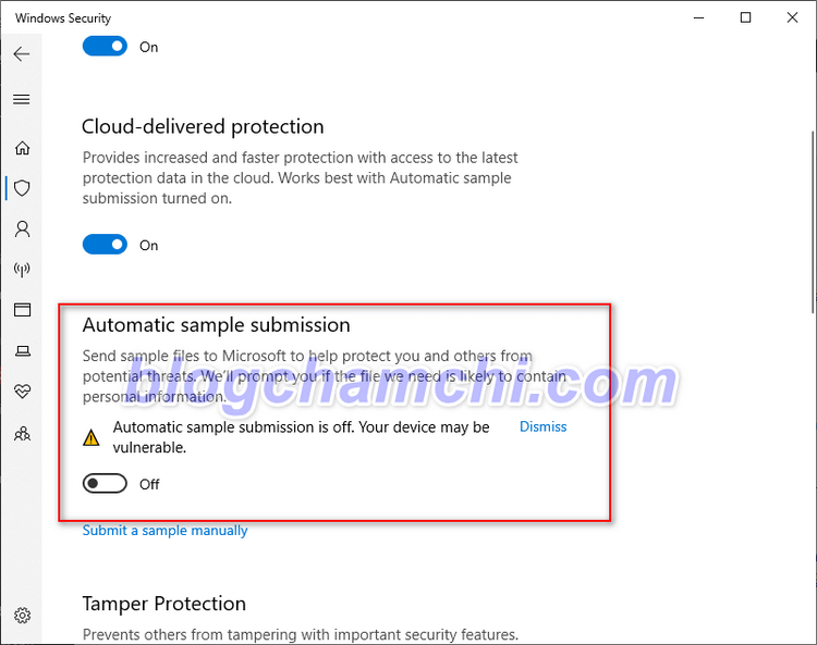 Cách ngăn chặn Windows Security gửi các file về Microsoft