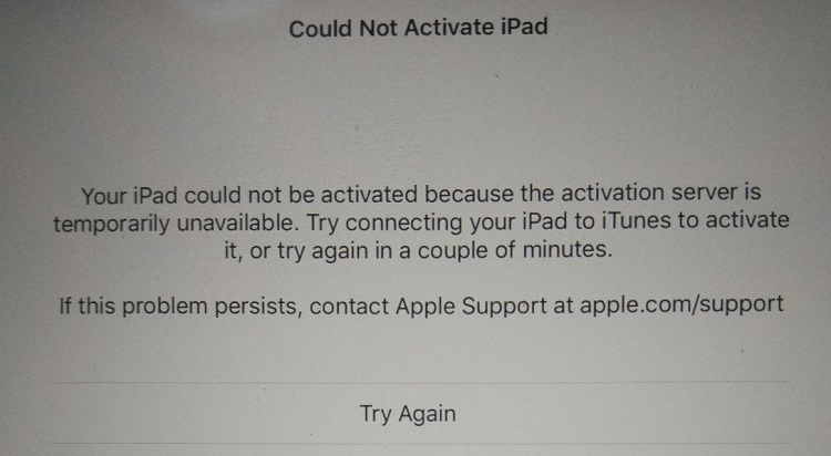 Nguyên nhân không thể kích hoạt iPad do máy chủ