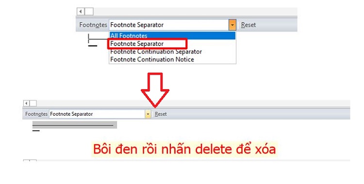 Nhấn Delete để xóa