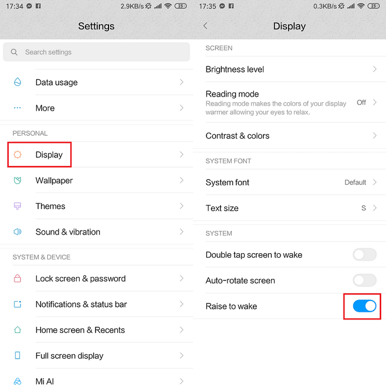 Cài đặt nhấc lên để đánh thức màn hình trên điện thoại Xiaomi