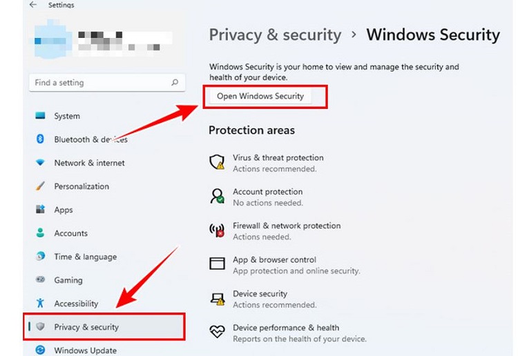 Open Windows Security