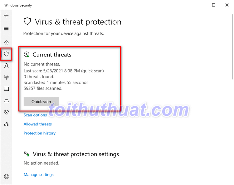 Diệt virus trên Windows 10 bằng Windows Defender