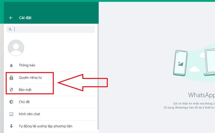 Quyền riêng tư và bảo mật WhatsApp Web