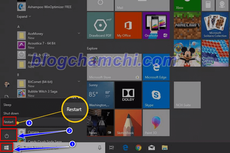 Khởi động lại PC Windows để sửa lỗi