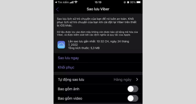 Sao lưu lịch sử điện thoại Viber trên điện thoại cũ