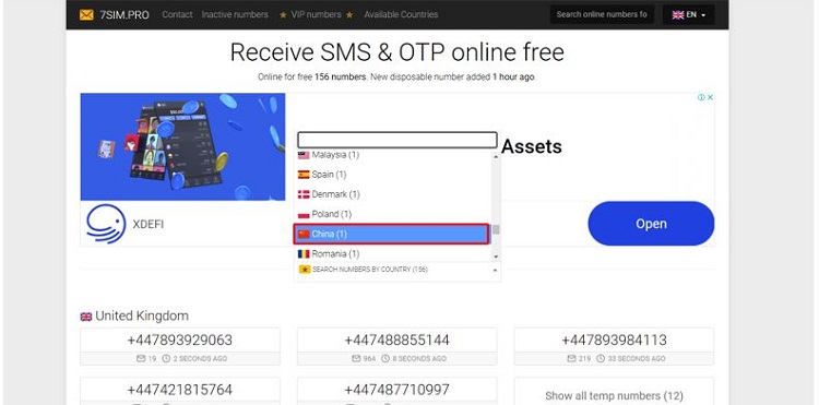 Search numbers by country