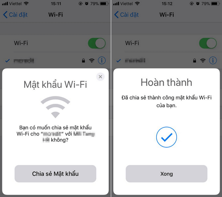 Share wifi mà không cần mật khẩu trên iPhone