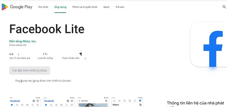 Sử dụng Facebook Lite