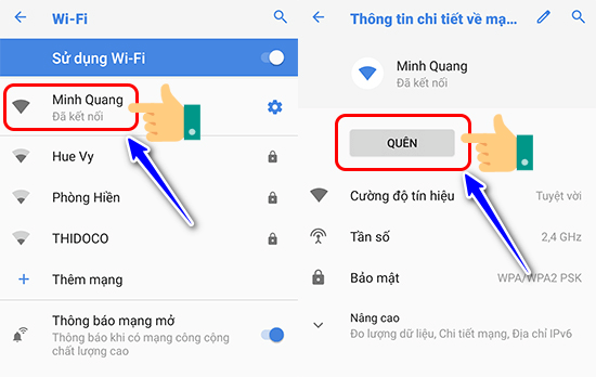 Kết nối lại Wifi trên điện thoại Android