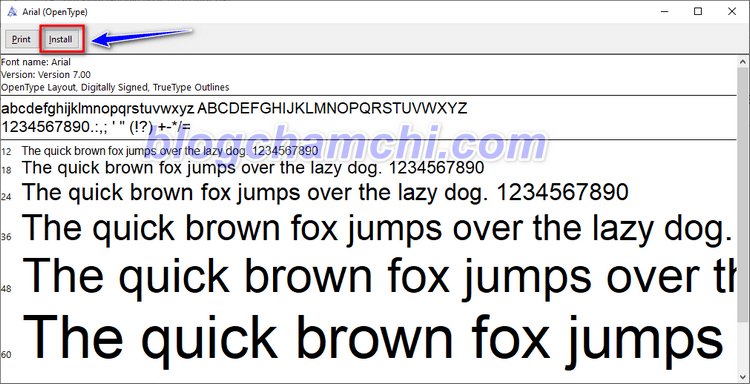 Cài đặt lại Font Arial Trên Windows