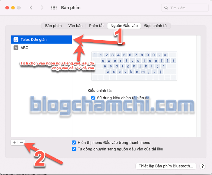 Gỡ cài đặt tiếng Việt (Telex) mặc định trên Mac