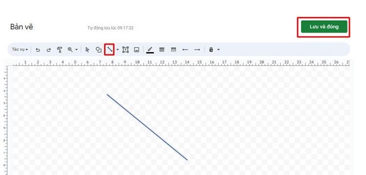 Tạo đường chéo trong Google Sheet bằng lệnh chèn B4