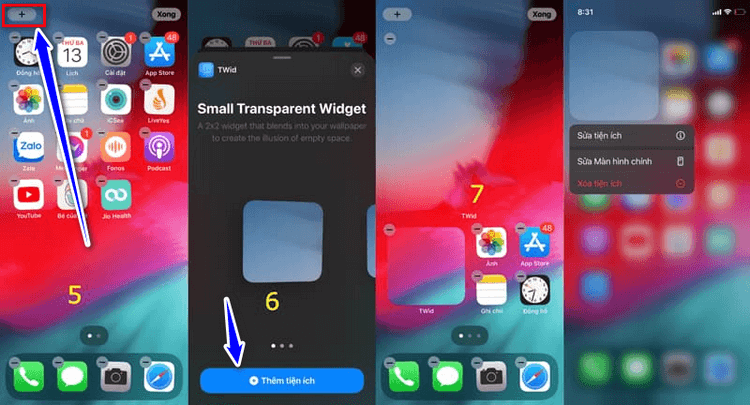 Tạo màn hình chính trống cho iPhone trên iOS 14 bằng Transparent Widget