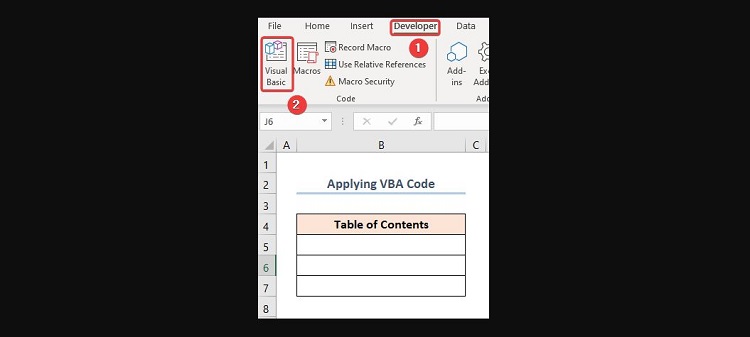 Tạo mục lục trong Excel bằng code VBA 1