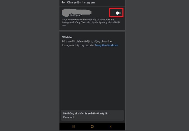 Tắt chia sẻ bài viết lên Instagram