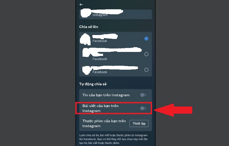 Tắt đồng bộ bài viết giữa Facebook và Instagram
