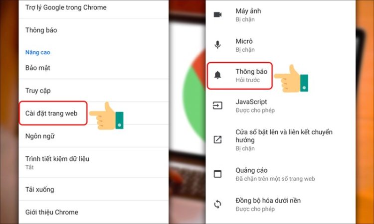 Tắt quảng cáo Google Chrome trên Android bằng tính năng tắt Thông báo