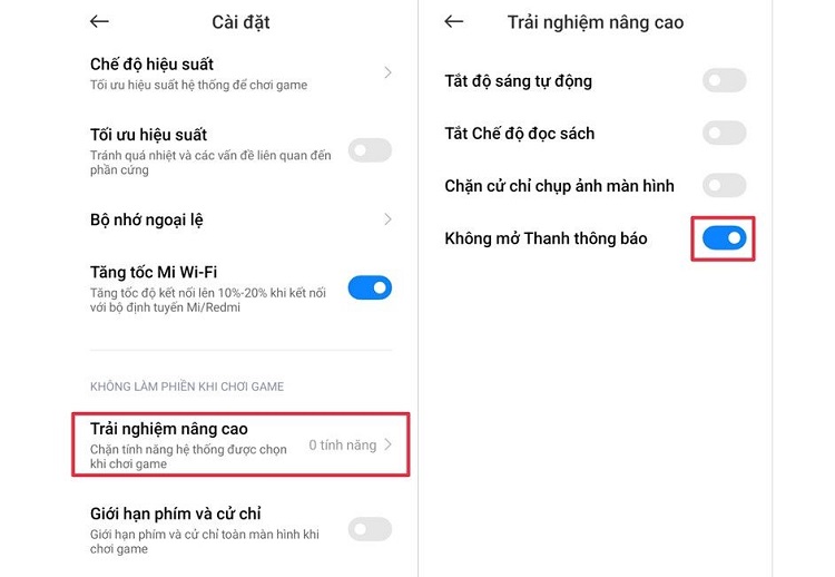 Tắt thanh thông báo khi chơi game trên Xiaomi