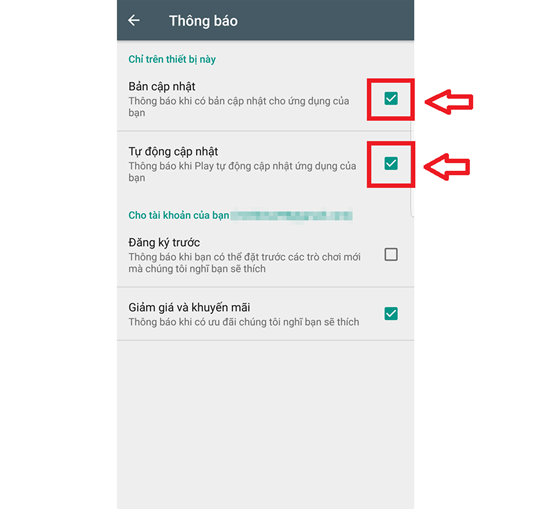 Tắt thông báo cập nhật ứng dụng trên điện thoại Android