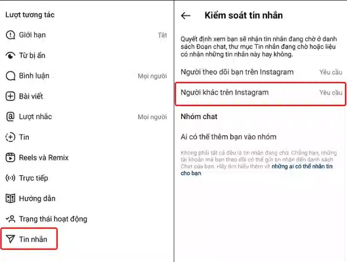 tắt tin nhắn chờ trên Instagram từ người lạ