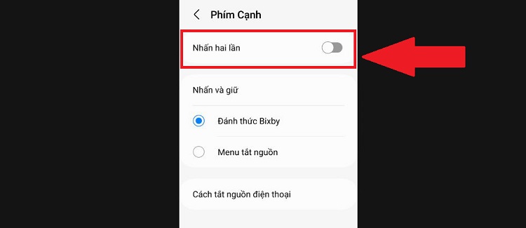 Tắt tính năng Nhấn 2 lần