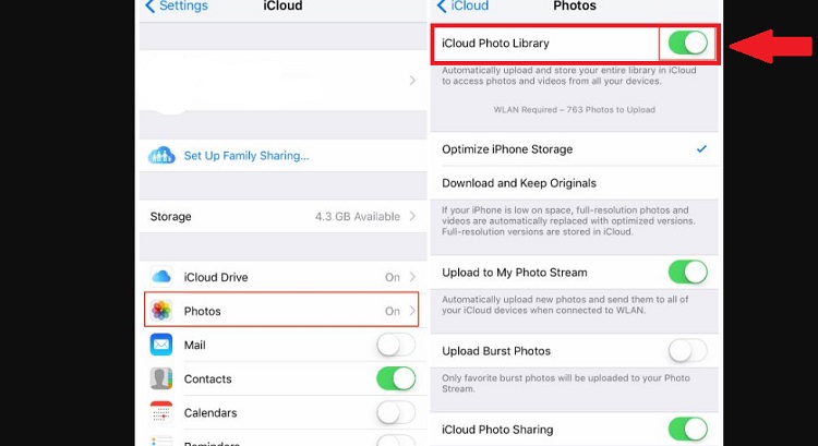 Tắt tính năng thư viện Ảnh iCloud