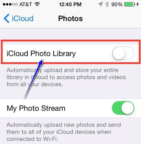 Tắt bỏ tính năng iCloud Photo Library trên iPhone