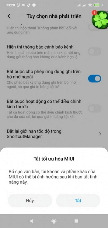 Cách tắt tối ưu hóa MIUI trên điện thoại Xiaomi