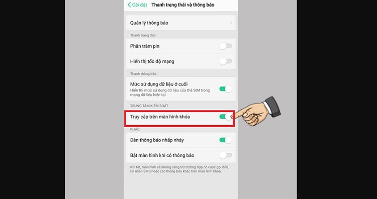 Cách tắt Trung tâm điều khiển ở màn hình khóa Oppo