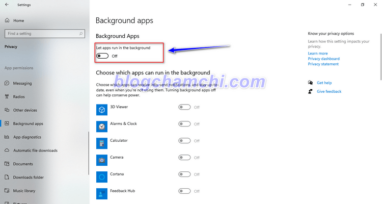 Tắt ứng dụng nền trên máy tính Windows
