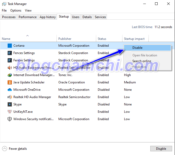 Tắt/bật ứng dụng khởi chạy cùng Win 10 thông qua Task Manager