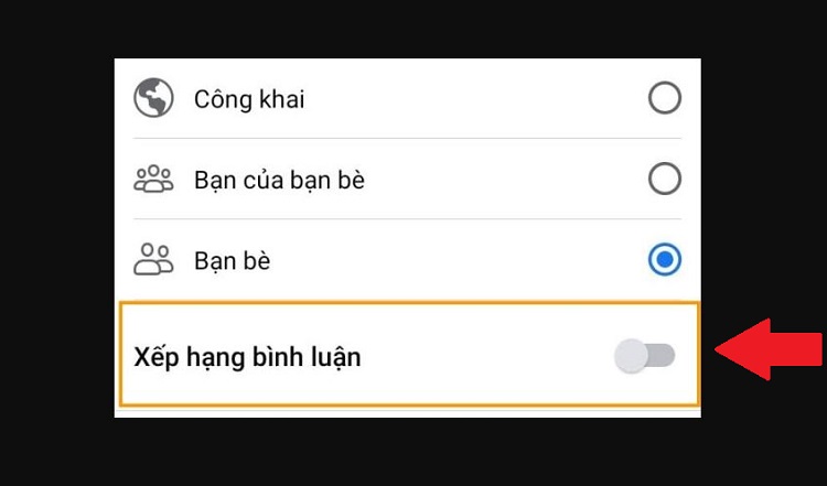 Tắt xếp hạng bình luận trên Facebook