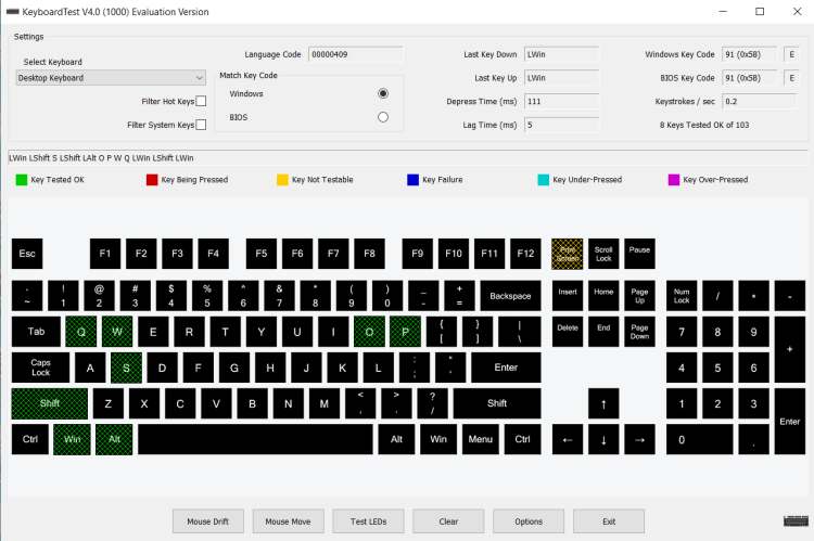 test bàn phím bằng Passmark Keyboard Test