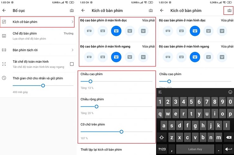 Phóng to/ thu nhỏ bàn phím trên điện thoại Android với bàn phím Laban Key