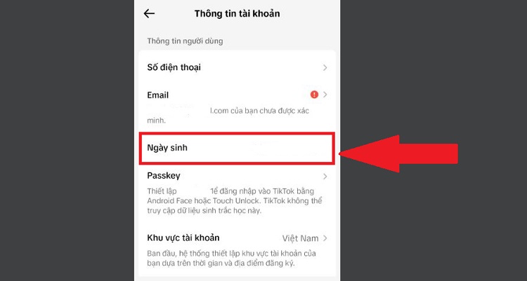 Đổi ngày sinh của nick TikTok