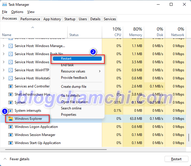 Cách Khởi động lại Explorer trên Windows 11